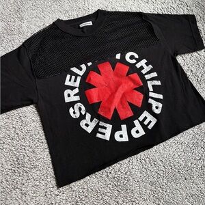 Custom Mesh Block Red Hot Chili Peppers Crop Tshirt